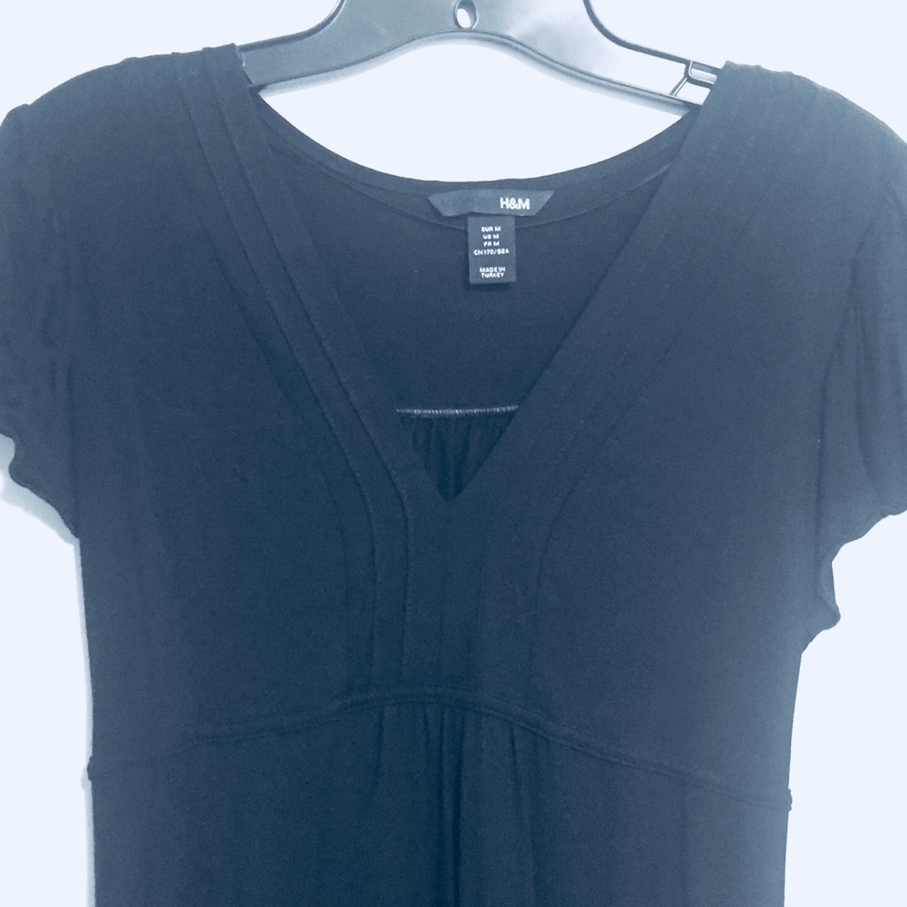 Black shirt - empire waist & capped sleeves